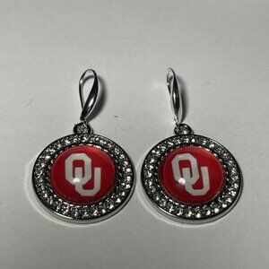 Oklahoma Sooners NCAA Fashion Dangle Rhinestone Earrings NEW